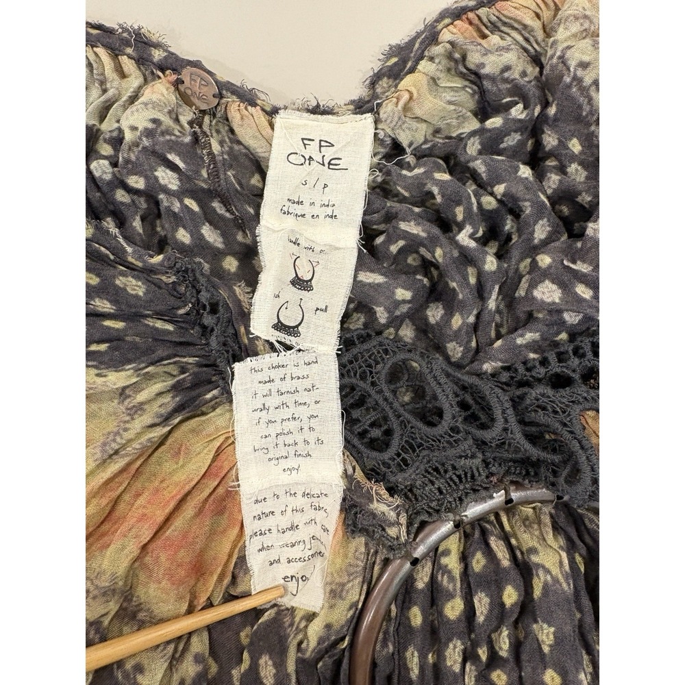 Free People Fp One Boho Crochet Halter Dress Maxi Open Back Sz S Gauze Festival - Picture 6 of 11